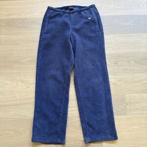 Nike Pants Women Large Blue Club Fleece Track Retro Drawstring Straight Leg